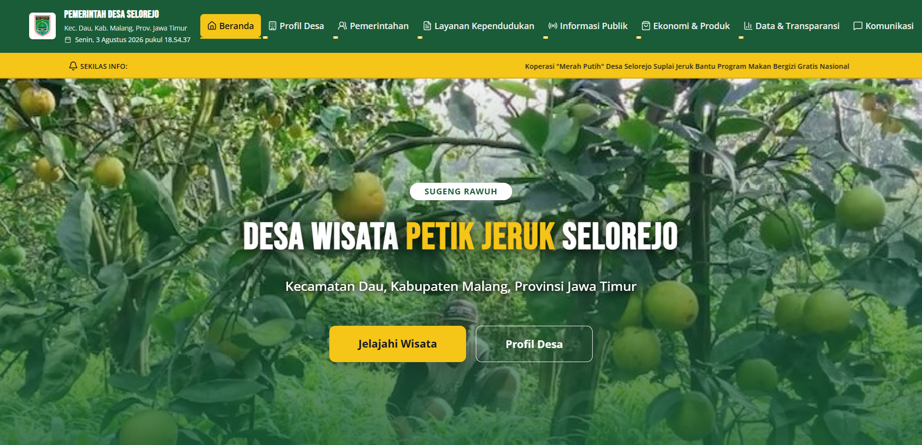 Pengembangan Website Desa Wisata Petik Jeruk Selorejo sebagai Media Promosi Digital Berkelanjutan dan Pelayanan Publik Desa — foto 2